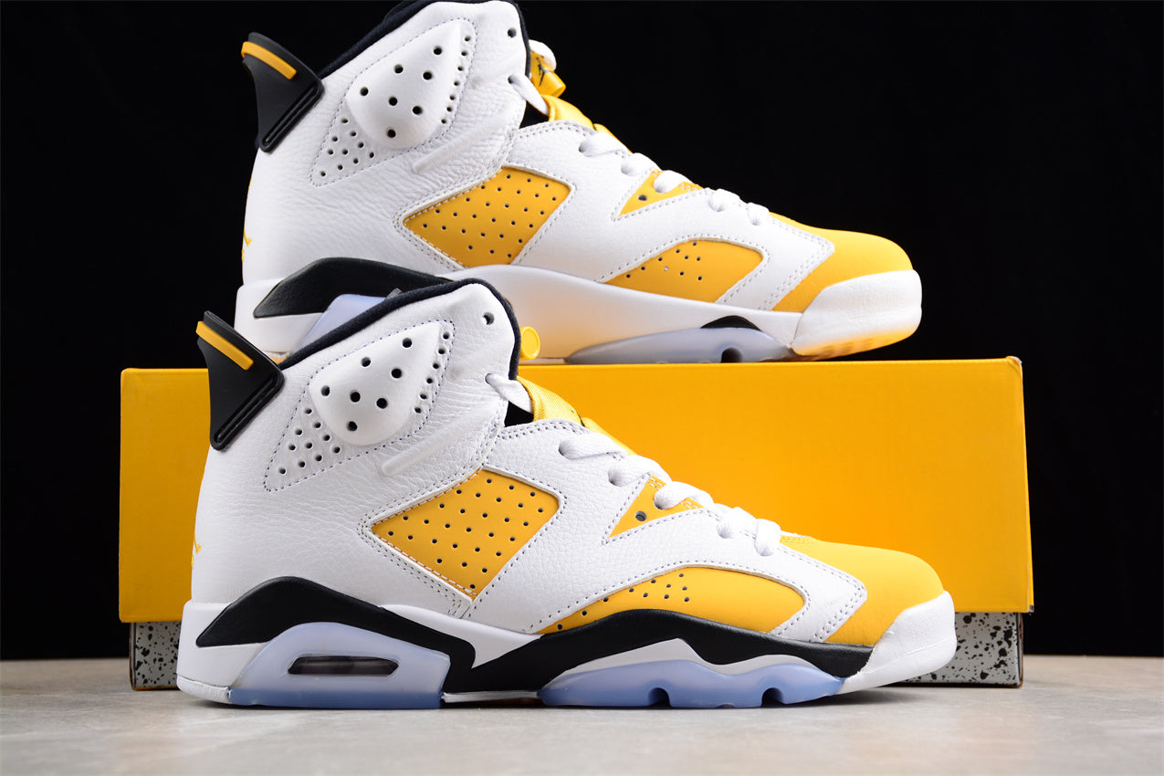 Air Jordan 6 "Yellow Ochre" White and Black Shoes braveps