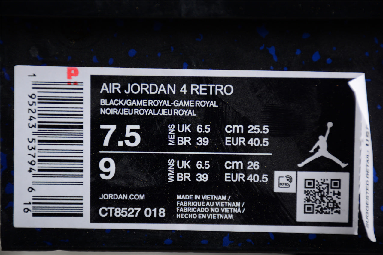 Air Jordan 4 Retro "Heilan" Black and Blue Shoes braveps