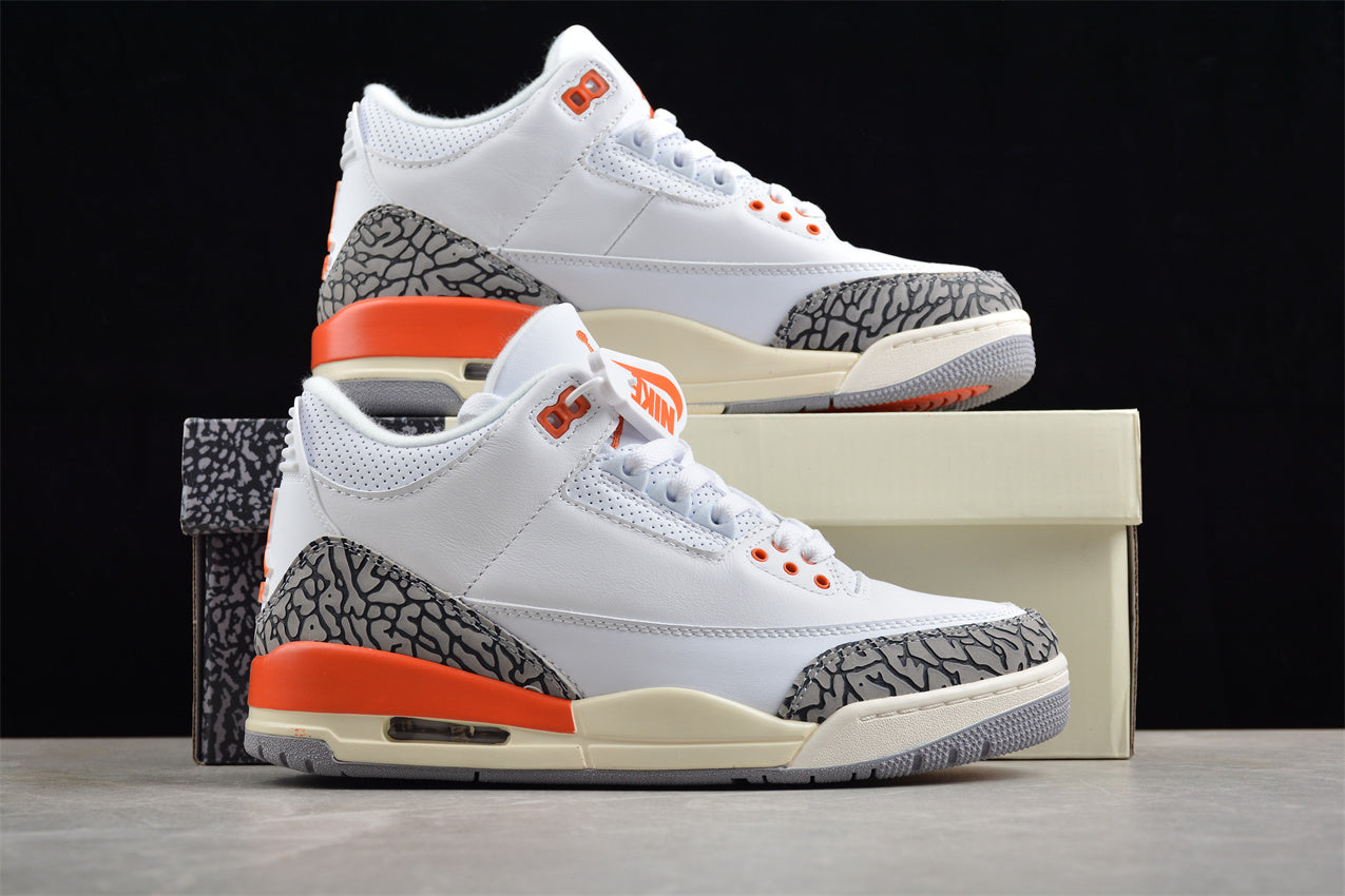 Air Jordan 3 Retro White Orange Shoes braveps