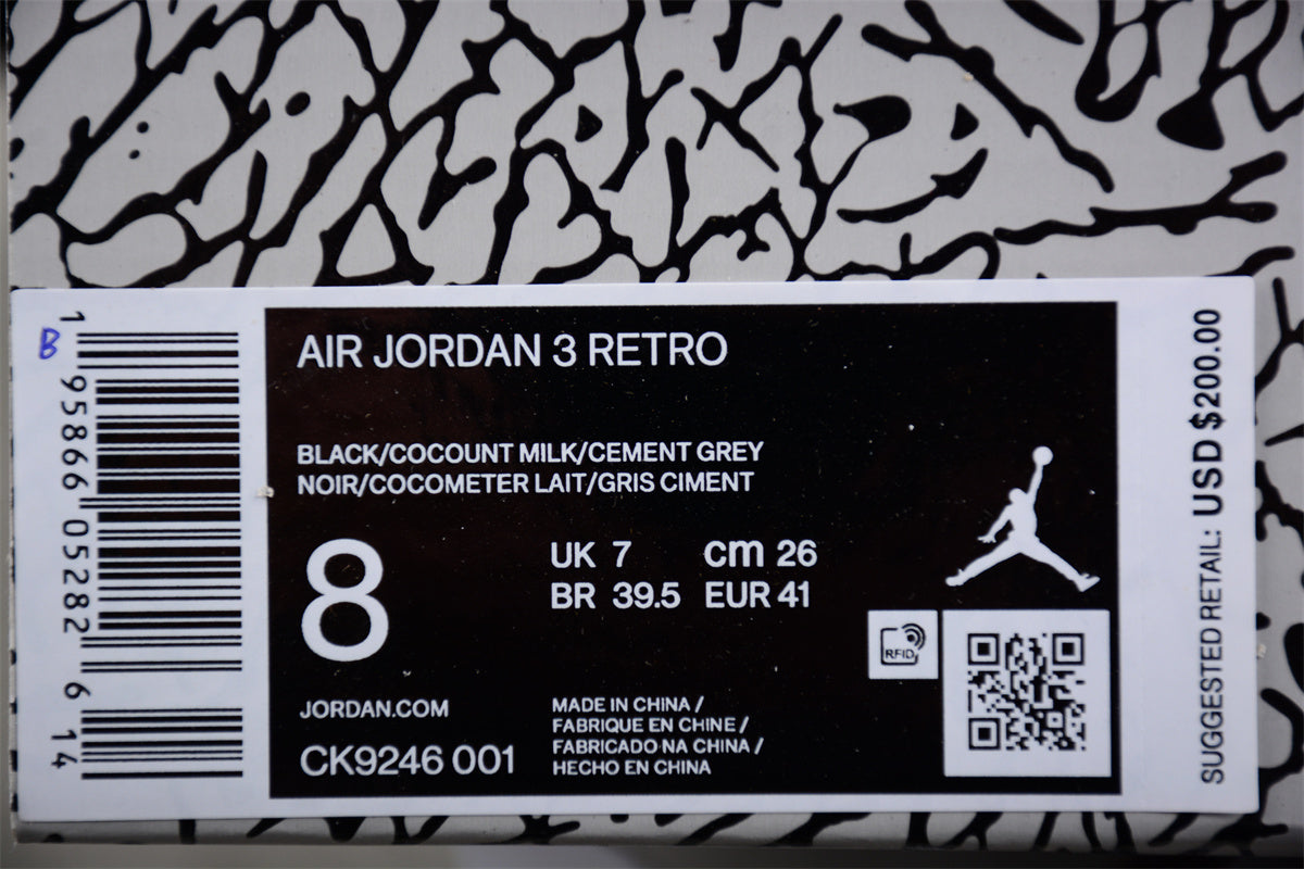 Air Jordan 3 WMNS "Off Noir" Black Shoes braveps