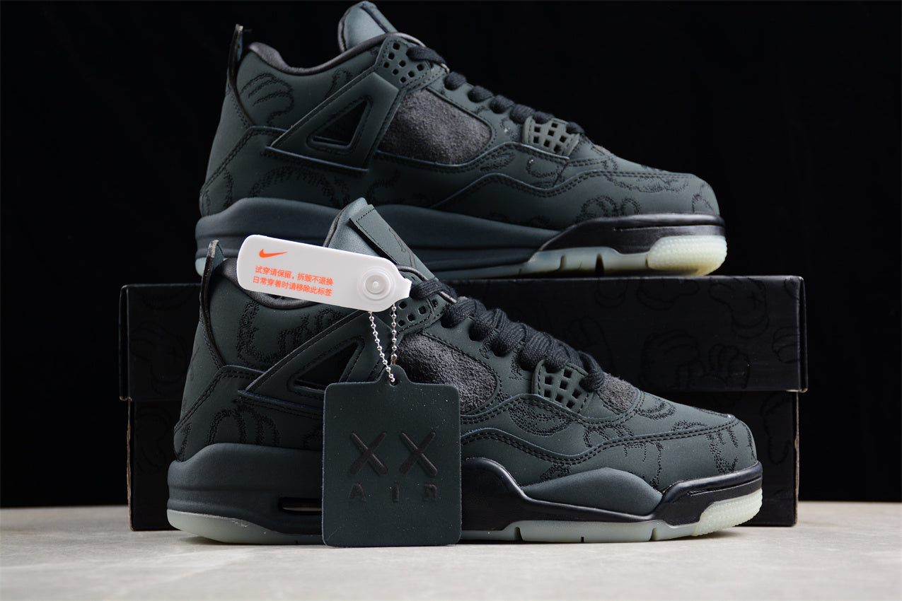 Kaws x Air Jordan 4 Black Shoes braveps