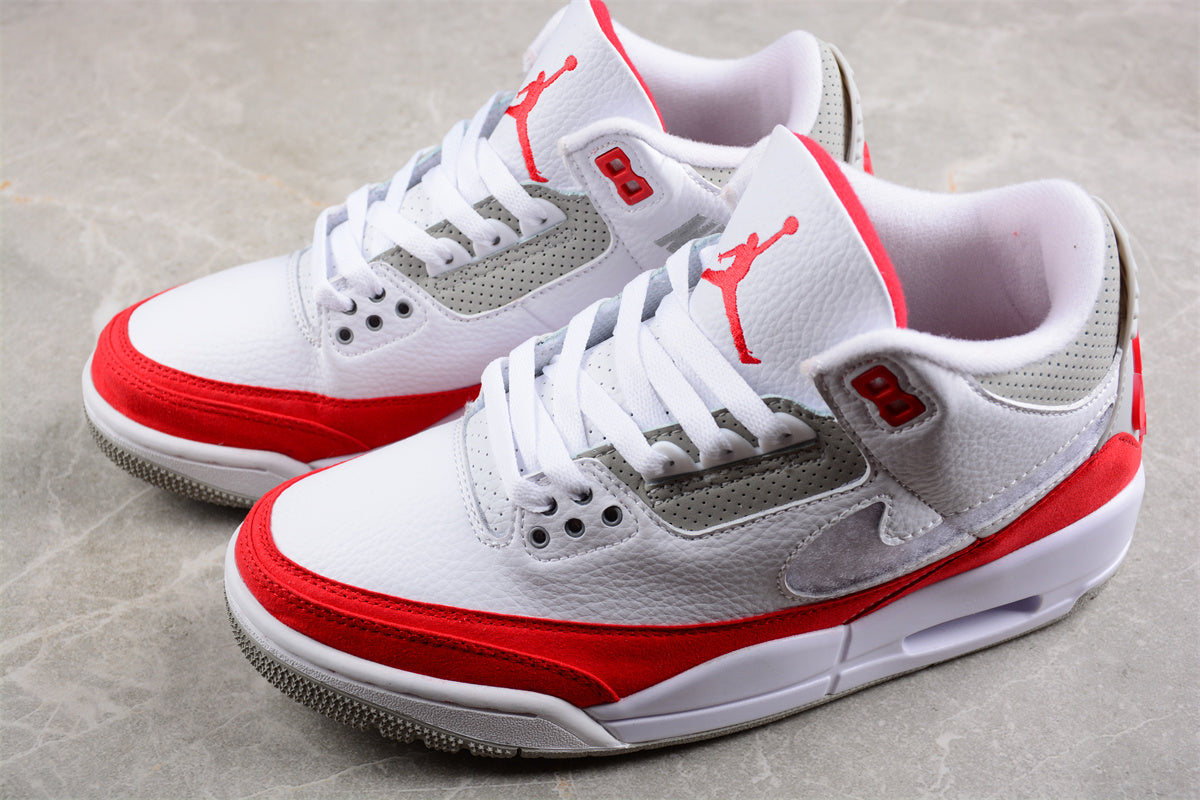 Nike Air Jordan 3 Tinker  White and Red Shoes braveps