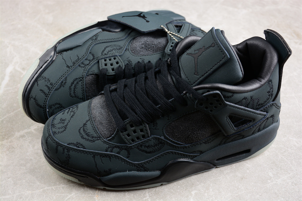 Kaws x Air Jordan 4 Black Shoes braveps