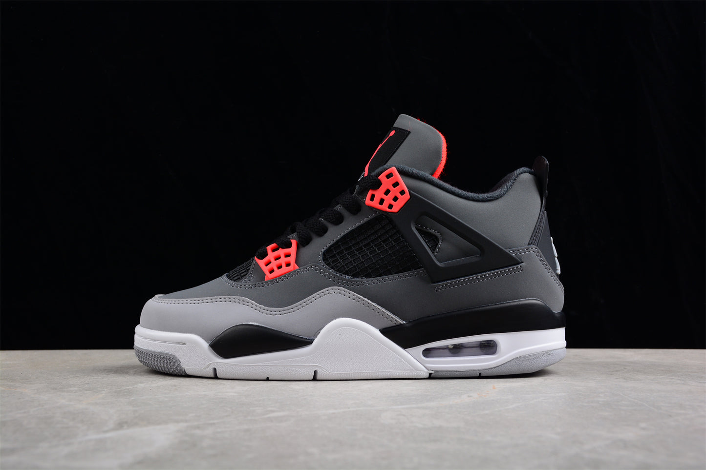 Air Jordan 4 Retro "Infrared" Black and Gray Shoes braveps