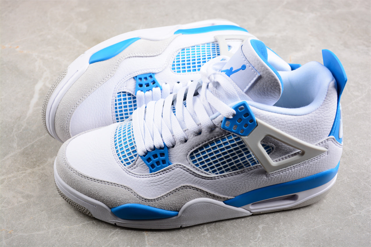 Air Jordan 4 Retro "Military Blue" White And Blue Shoes braveps