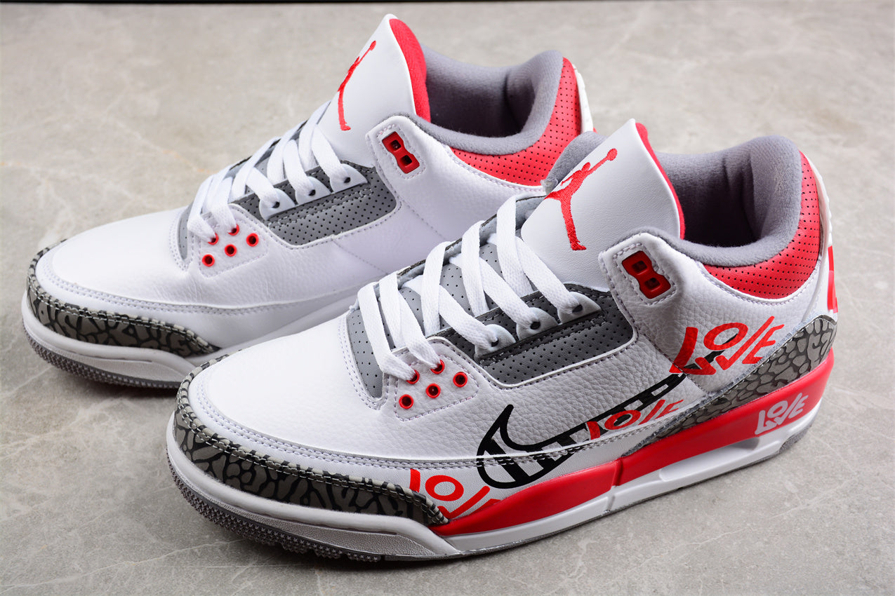 Air Jordan 3 Retro "Fire Red"  Brain Black and Red Shoes braveps