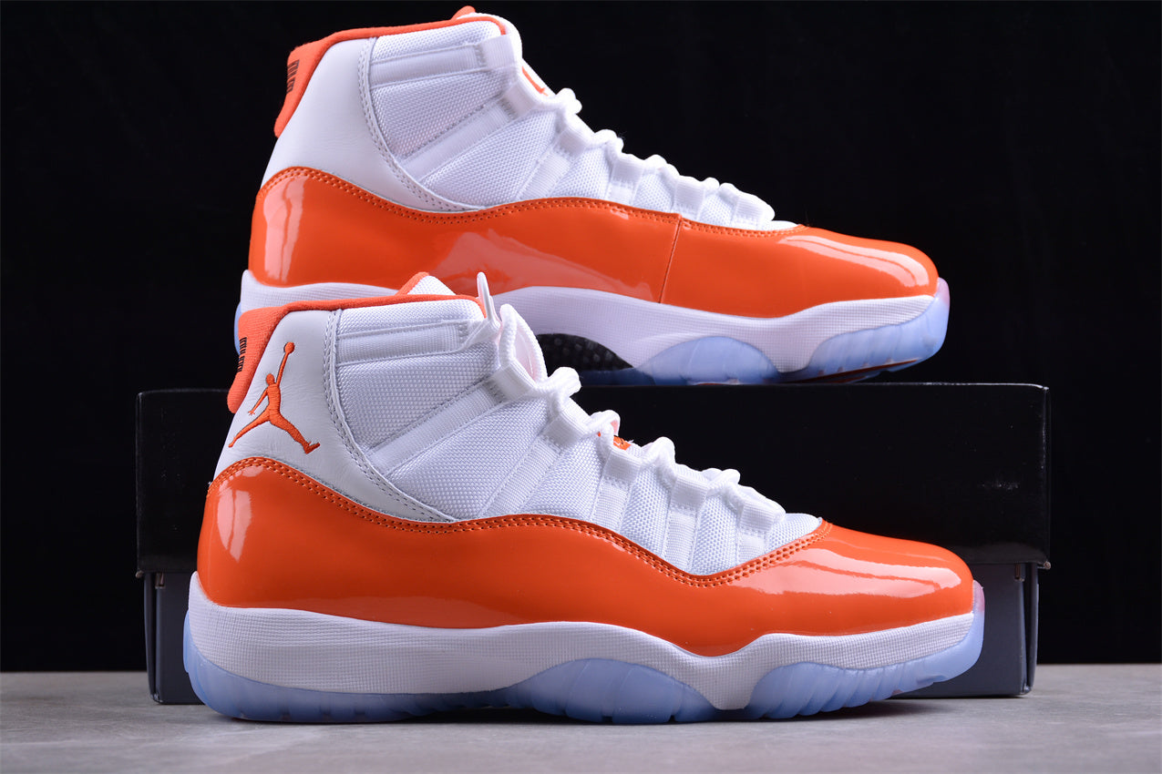 Air Jordan 11 "Bright Citrus" Orange and White Shoes braveps