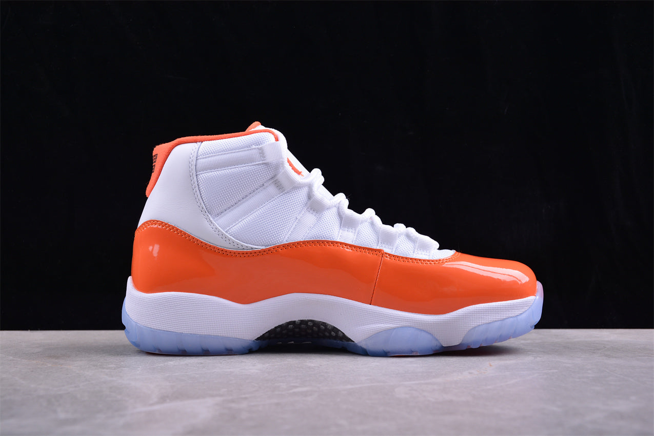 Air Jordan 11 "Bright Citrus" Orange and White Shoes braveps