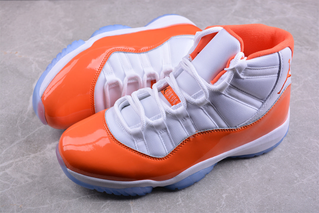 Air Jordan 11 "Bright Citrus" Orange and White Shoes braveps