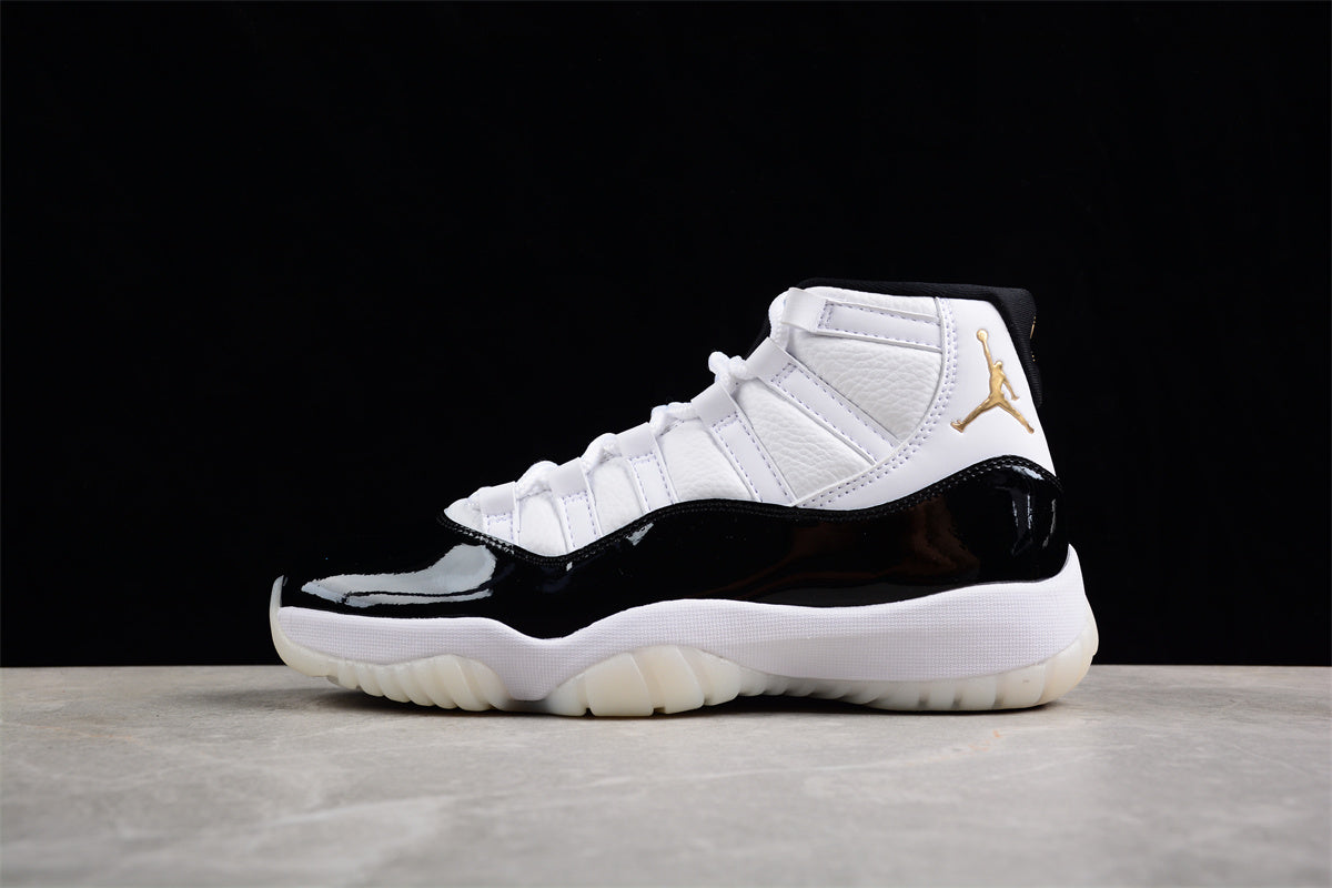 Air Jordan 11 "DMP" Gold Brick White Black Shoes braveps