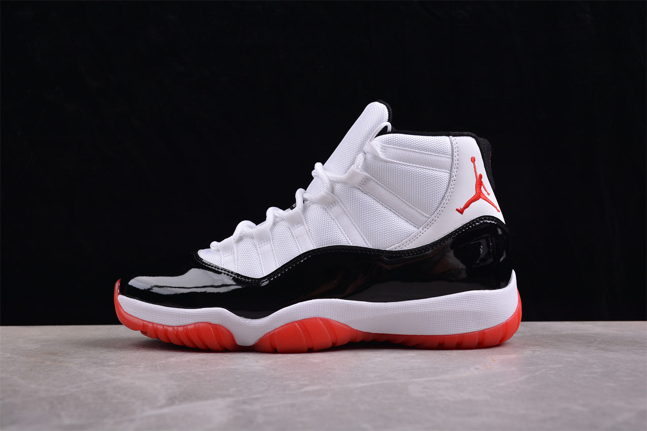 Air Jordan 11 Retro Black and White Red Shoes braveps