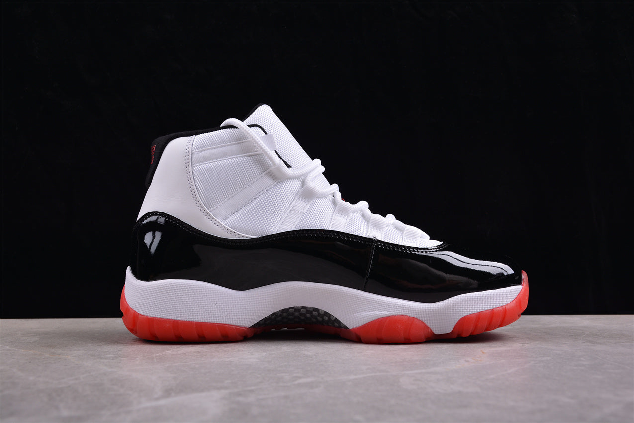 Air Jordan 11 Retro Black and White Red Shoes braveps