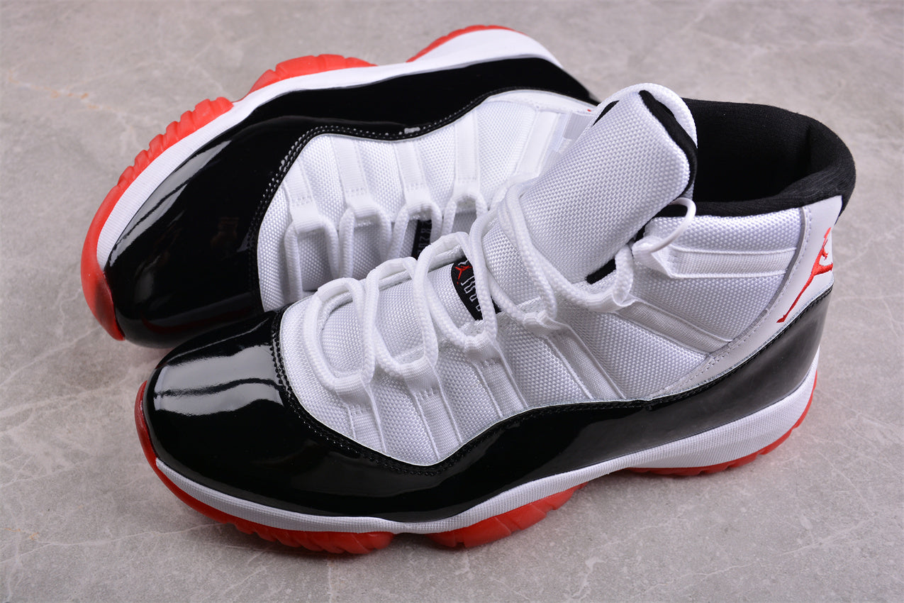 Air Jordan 11 Retro Black and White Red Shoes braveps