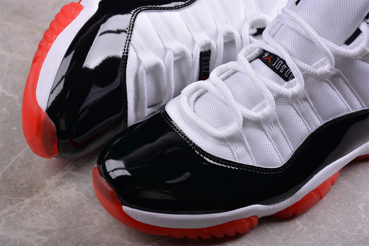 Air Jordan 11 Retro Black and White Red Shoes braveps