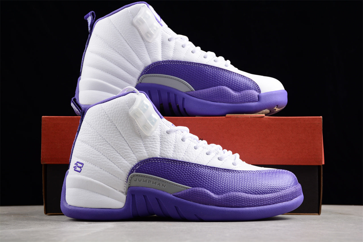 Air Jordan 12 "Red Taxi" White Purple Shoes braveps