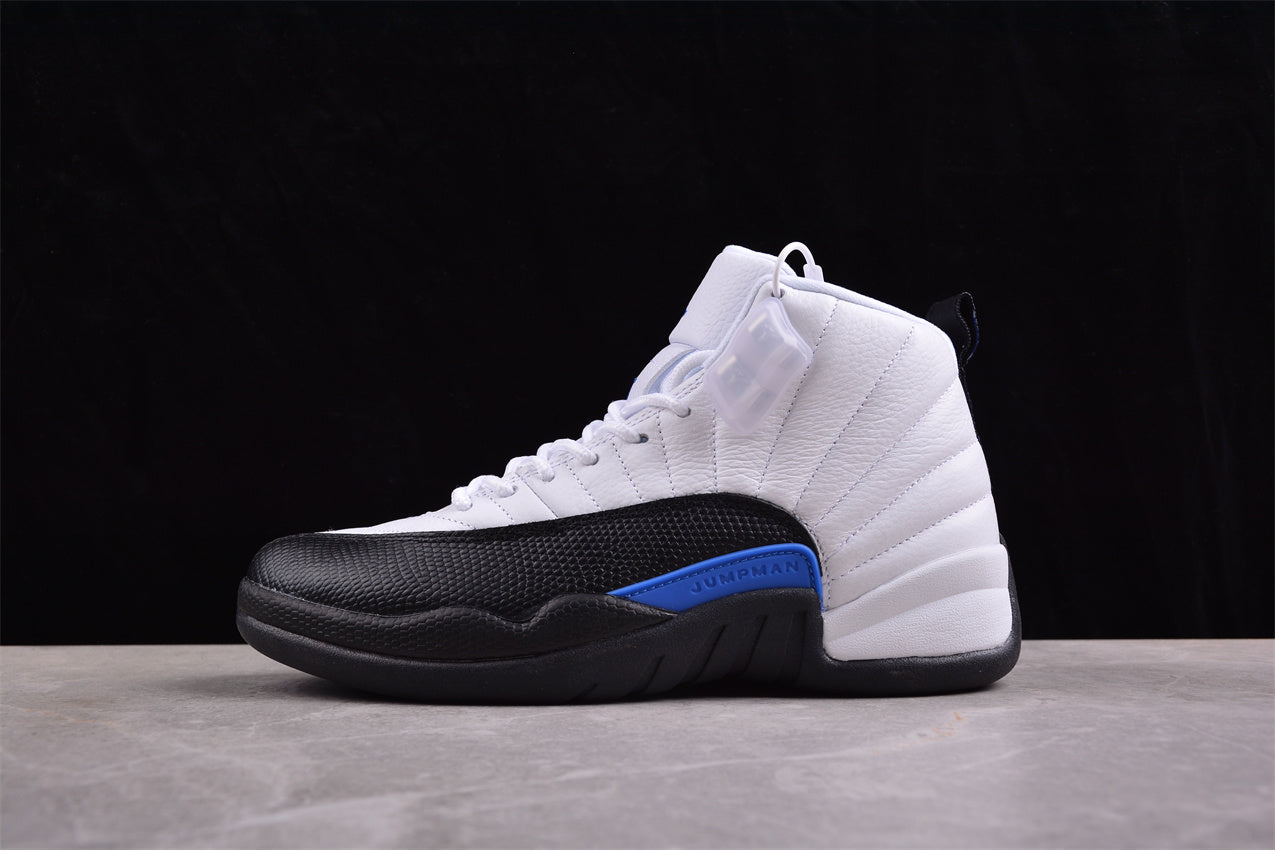 Air Jordan 12 Retro White Black & Blue Shoes braveps