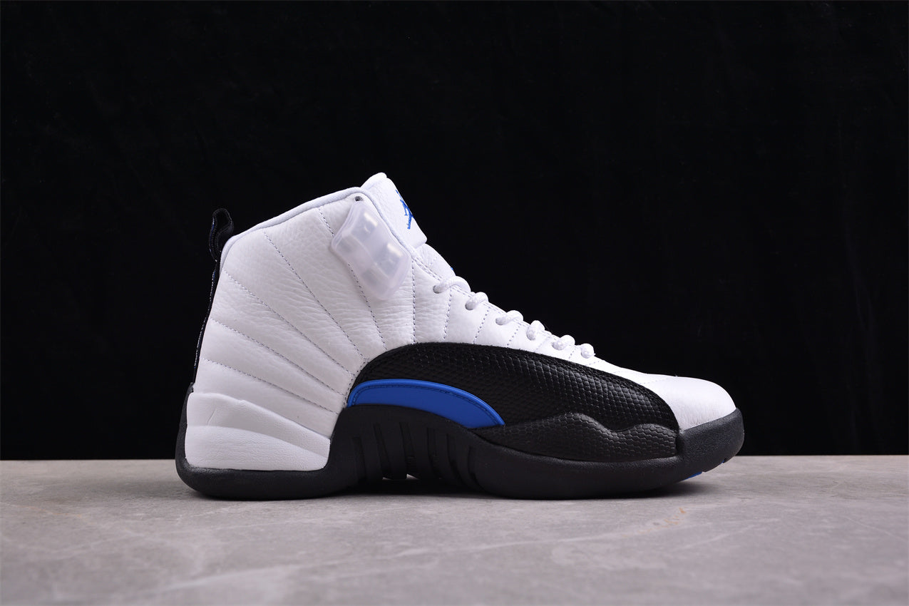 Air Jordan 12 Retro White Black & Blue Shoes braveps