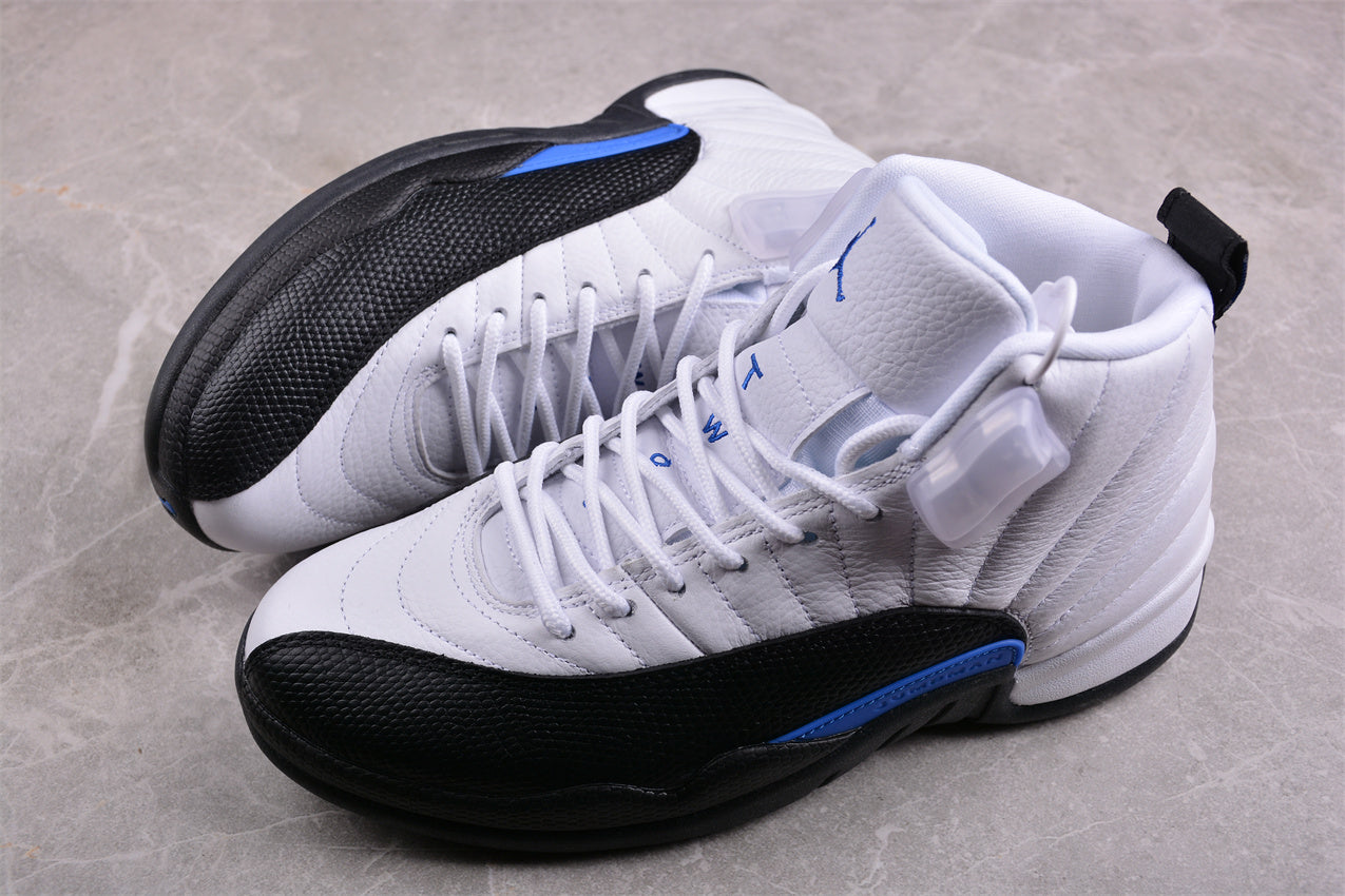 Air Jordan 12 Retro White Black & Blue Shoes braveps