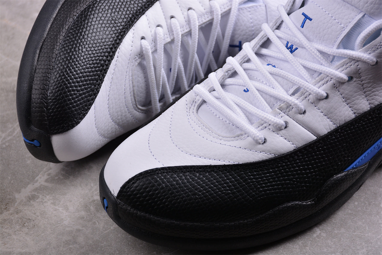 Air Jordan 12 Retro White Black & Blue Shoes braveps