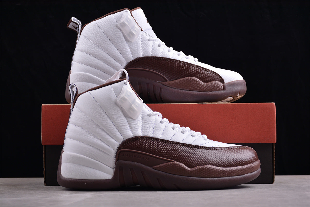 Air Jordan 12 Retro White and Brown Shoes braveps