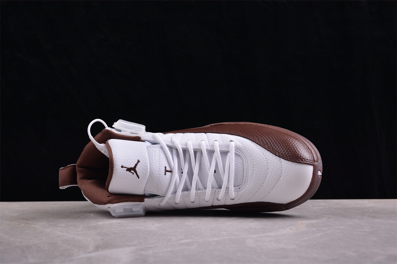 Air Jordan 12 Retro White and Brown Shoes braveps