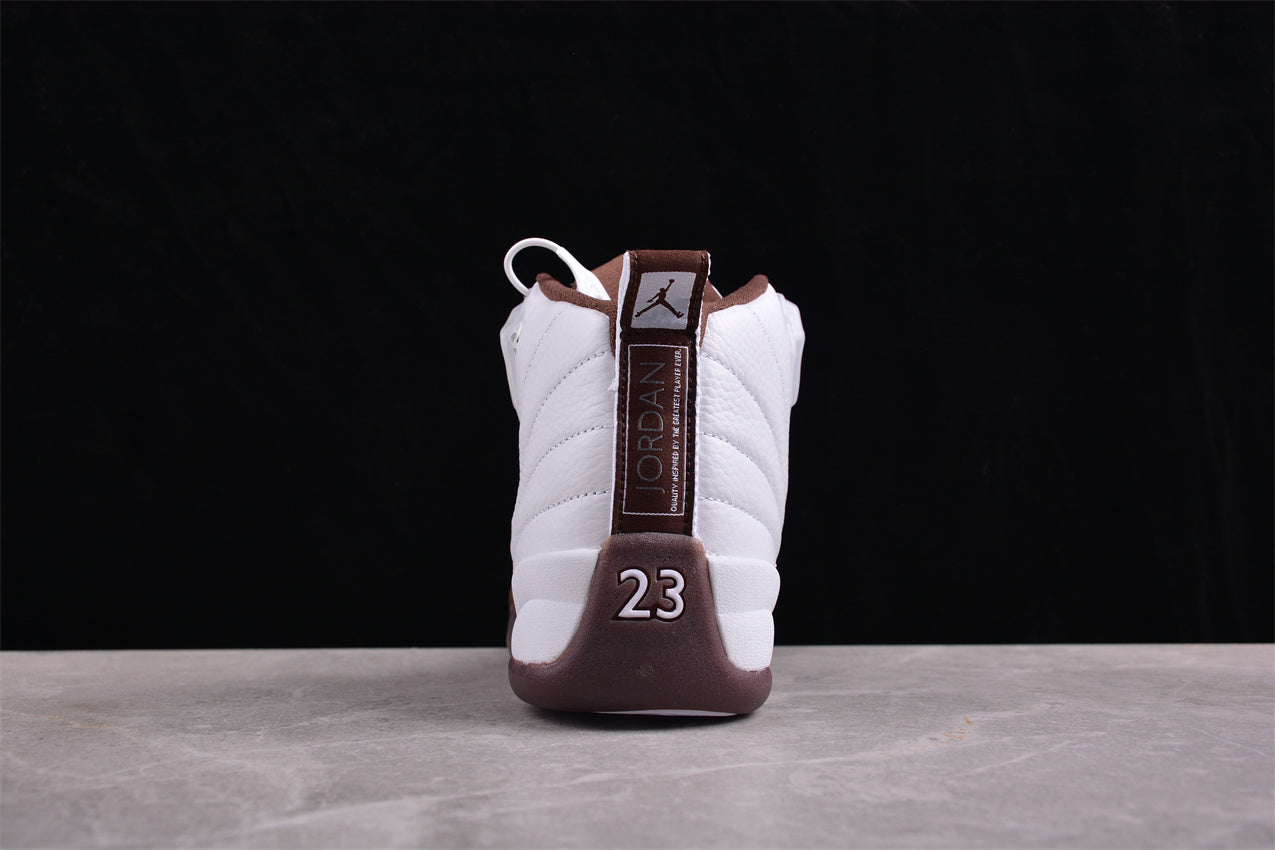 Air Jordan 12 Retro White and Brown Shoes braveps