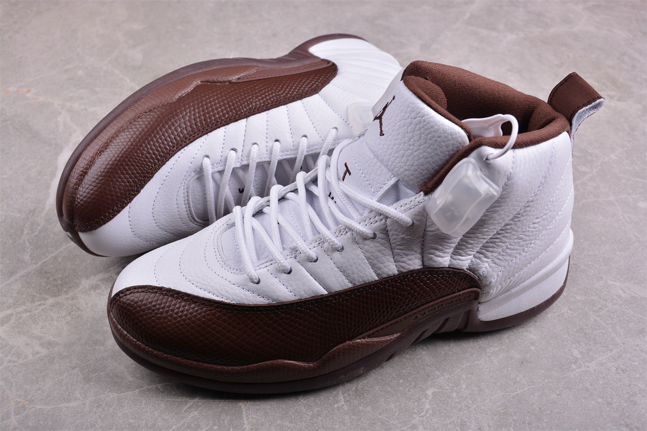 Air Jordan 12 Retro White and Brown Shoes braveps