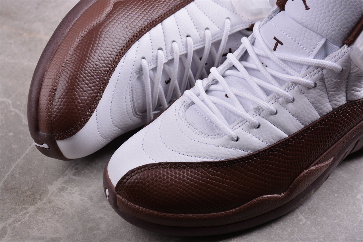 Air Jordan 12 Retro White and Brown Shoes braveps