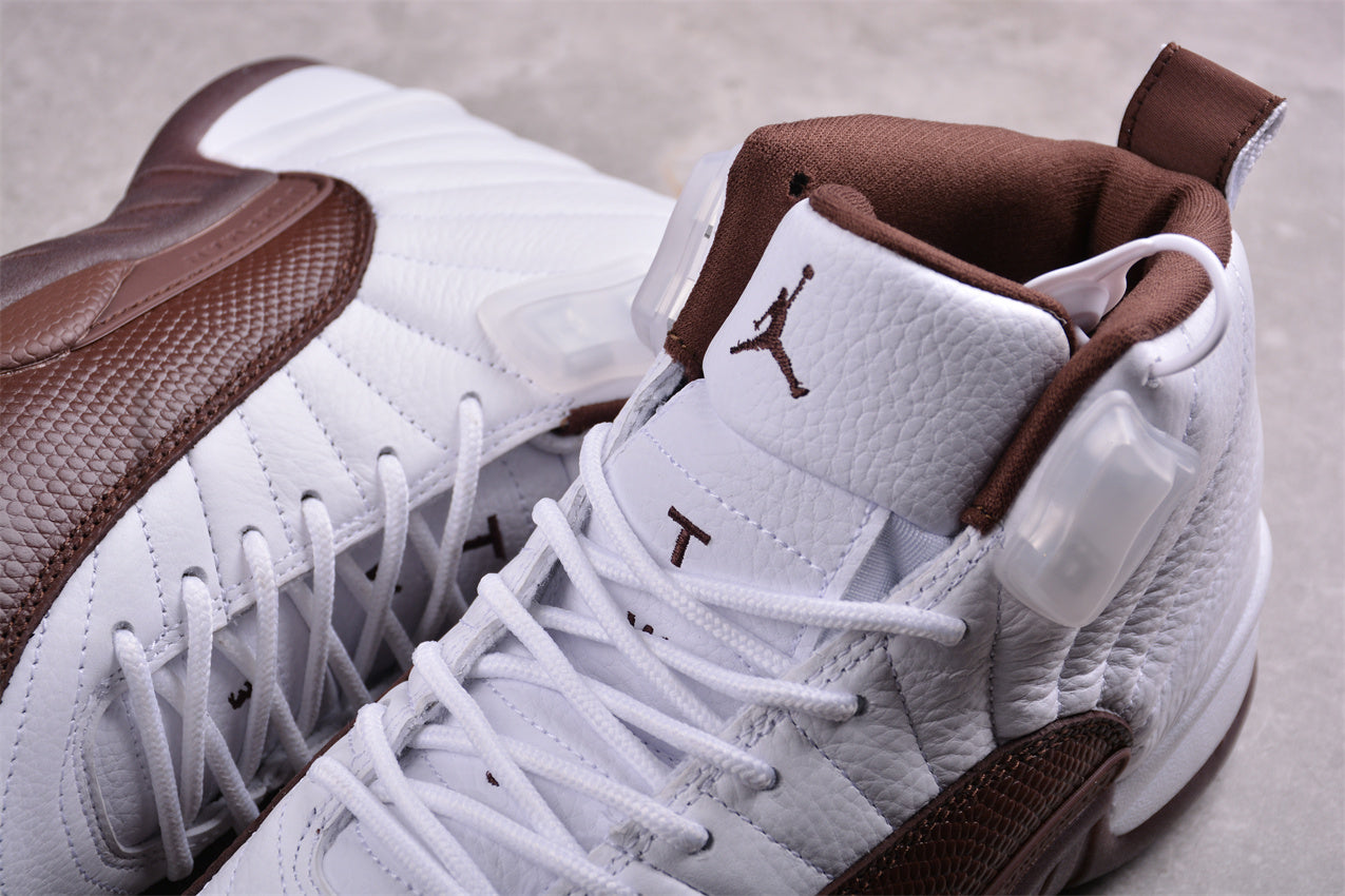 Air Jordan 12 Retro White and Brown Shoes braveps