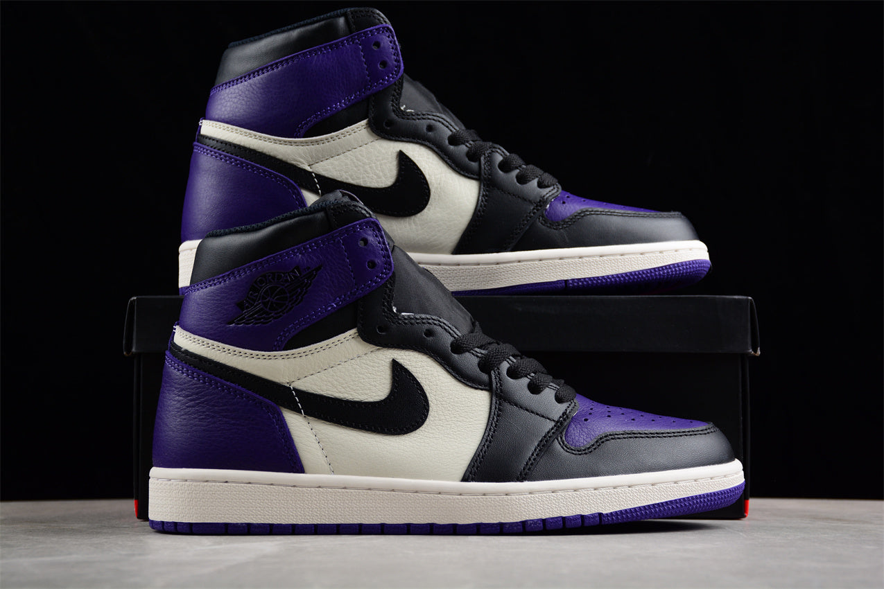 Air Jordan 1 Court Black Purple Shoes braveps