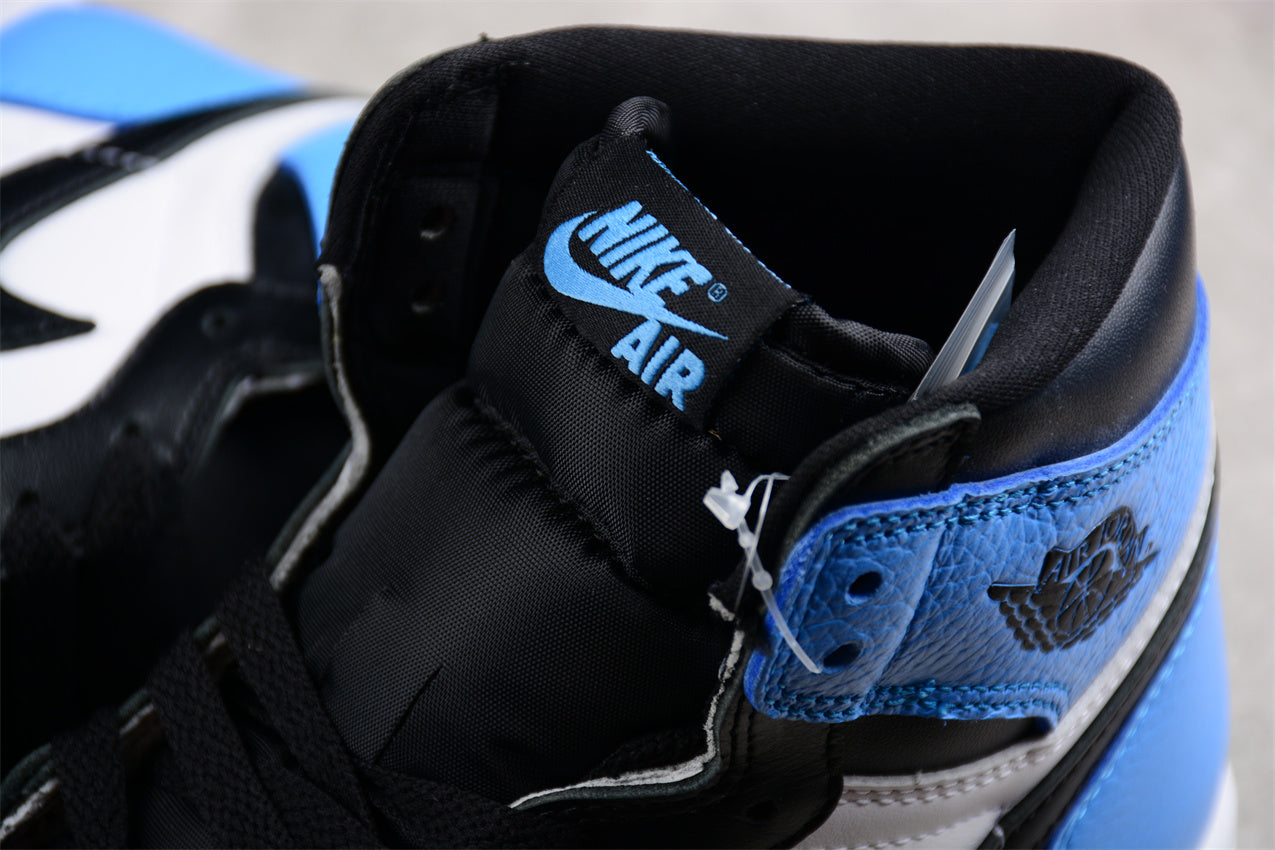 Air Jordan 1 High OG "UNC Toe" Black Blue Shoes braveps