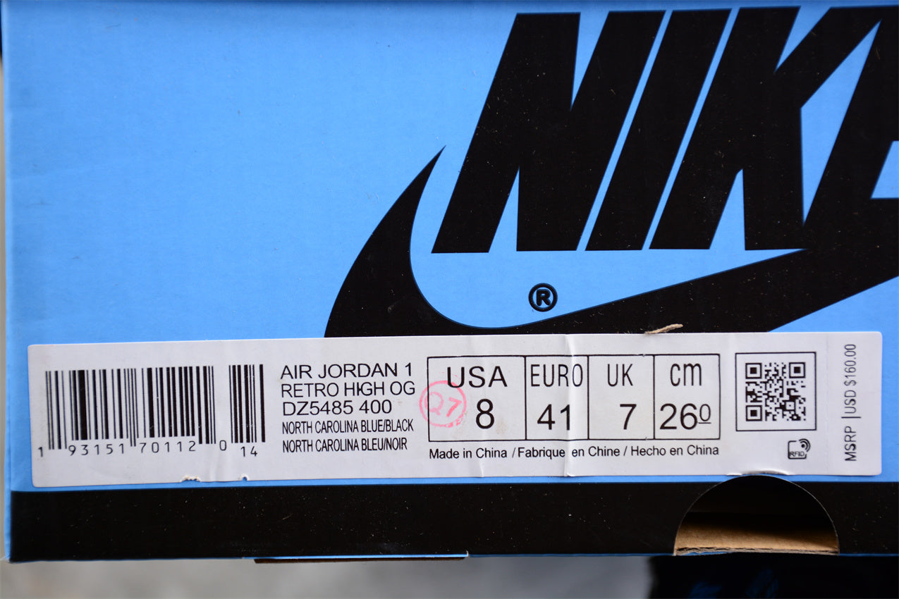 Air Jordan 1 High OG "UNC Toe" Black Blue Shoes braveps