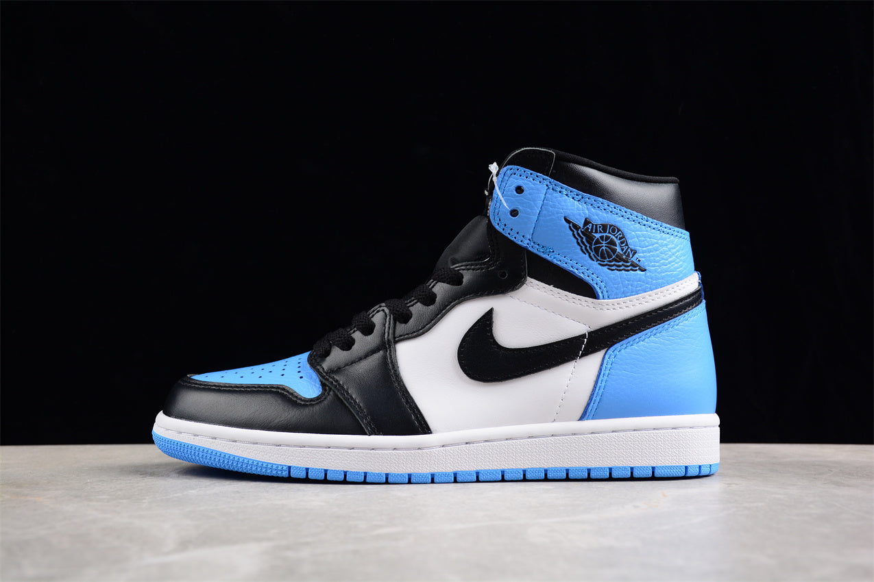 Air Jordan 1 High OG "UNC Toe" Black Blue Shoes braveps