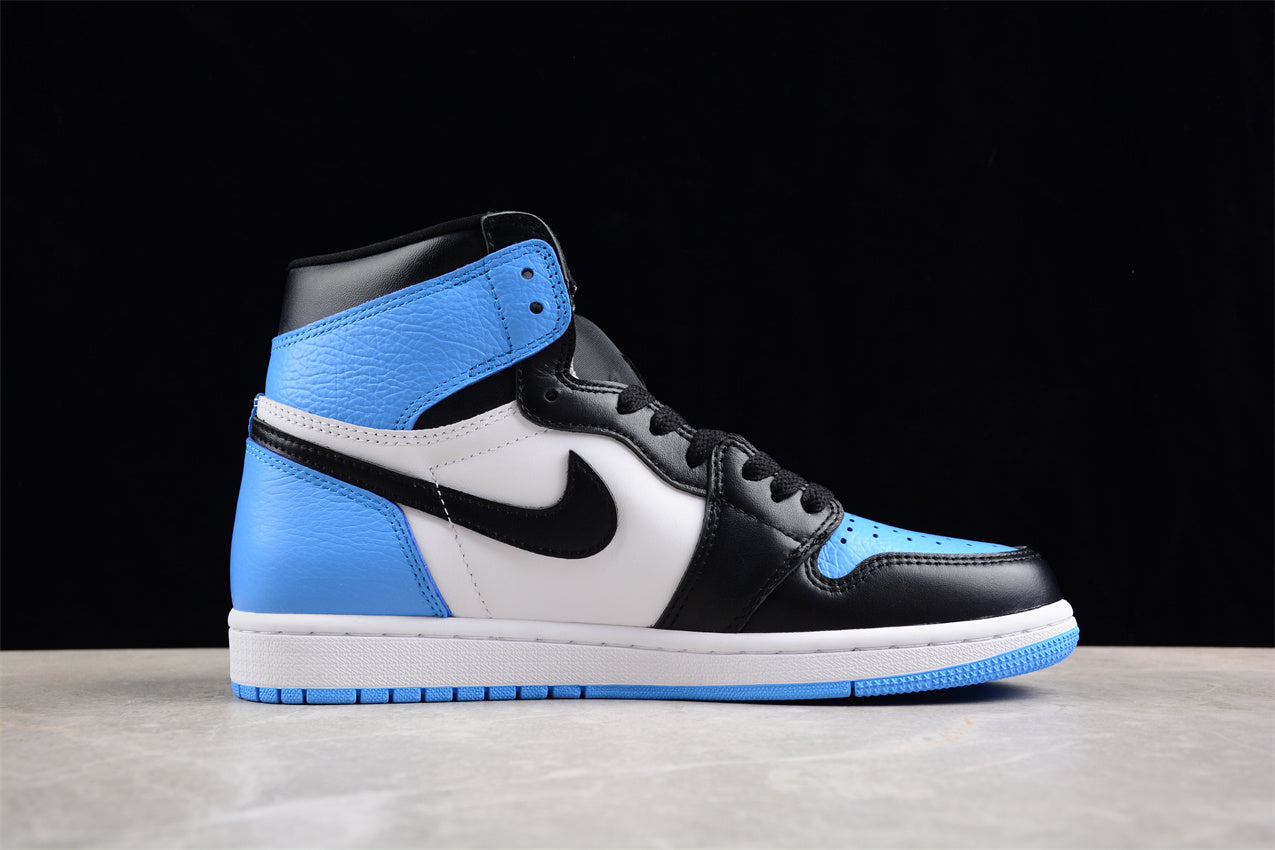 Air Jordan 1 High OG "UNC Toe" Black Blue Shoes braveps