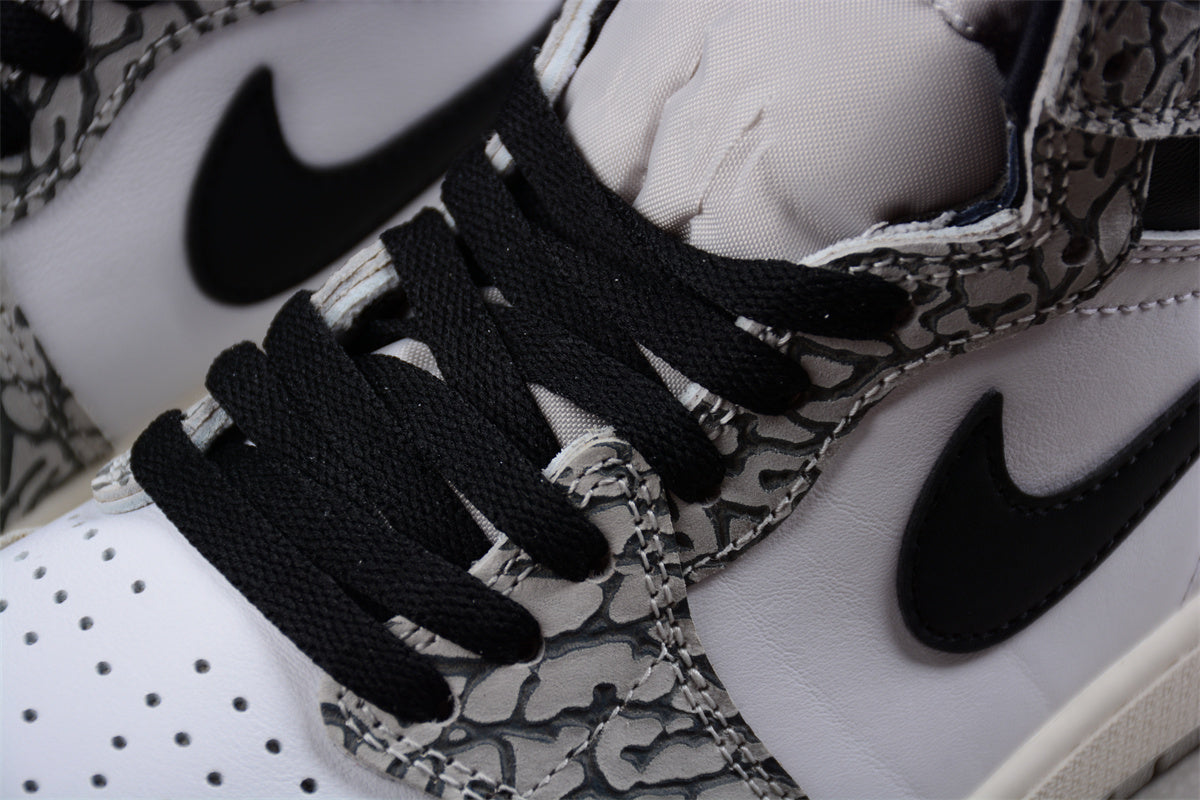 Air Jordan 1 High OG "White Cement" Elephant Pattern Shoes braveps