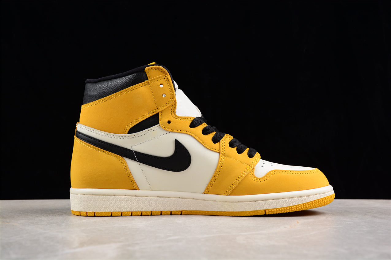 Air Jordan 1 High OG "Yellow Ochre" Khaki Shoes braveps