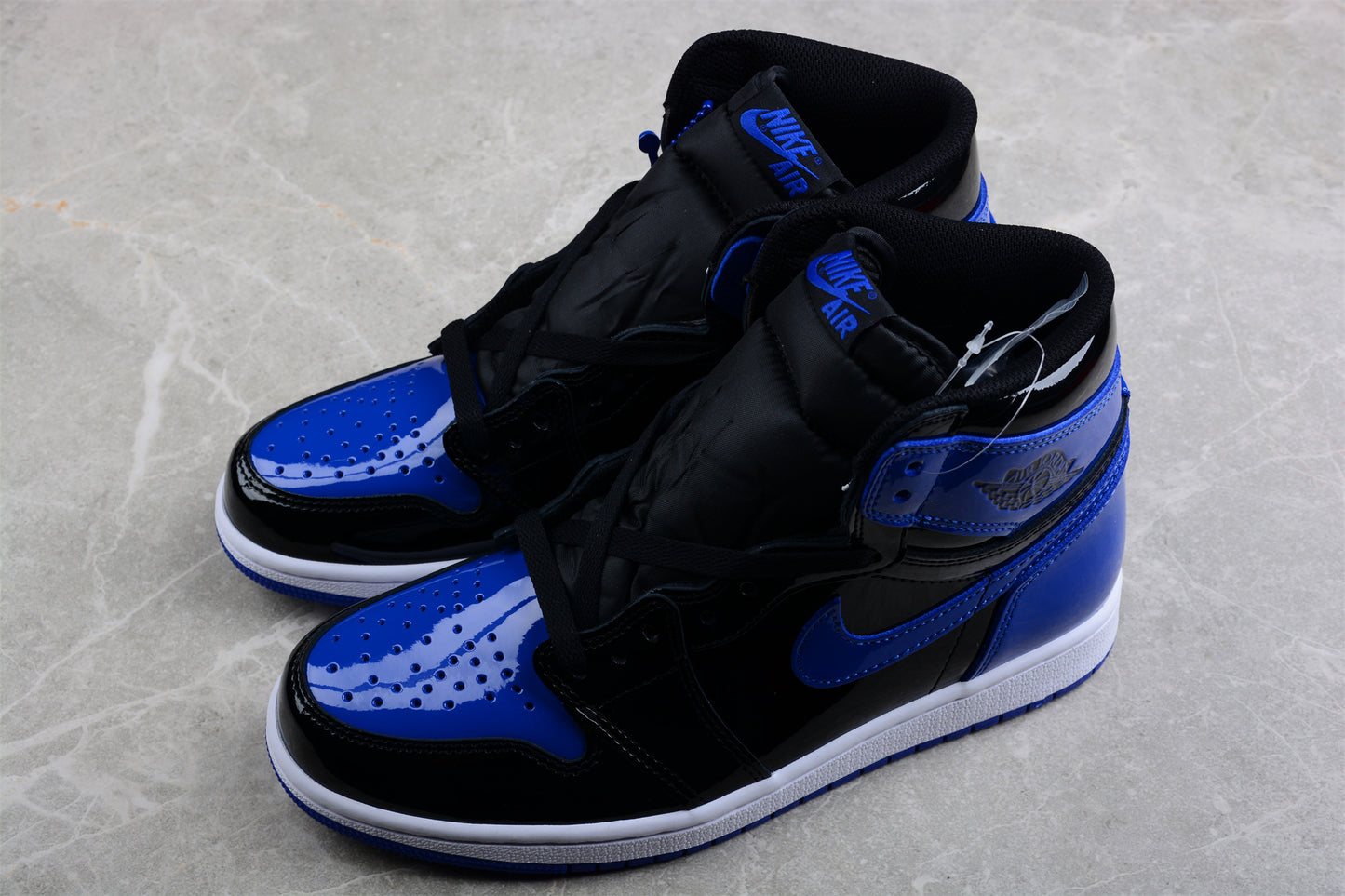 Air Jordan 1 Retro Patent Leather Black Blue Shoes braveps