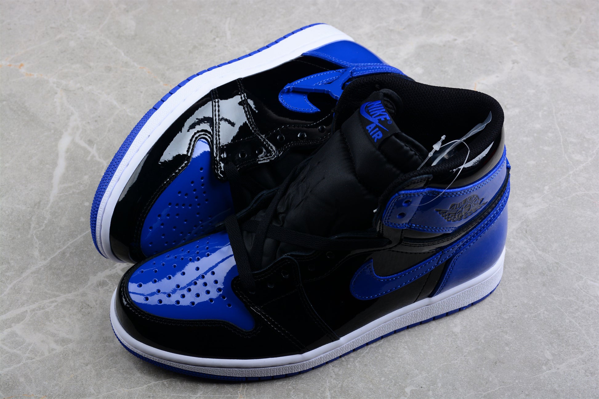 Air Jordan 1 Retro Patent Leather Black Blue Shoes braveps