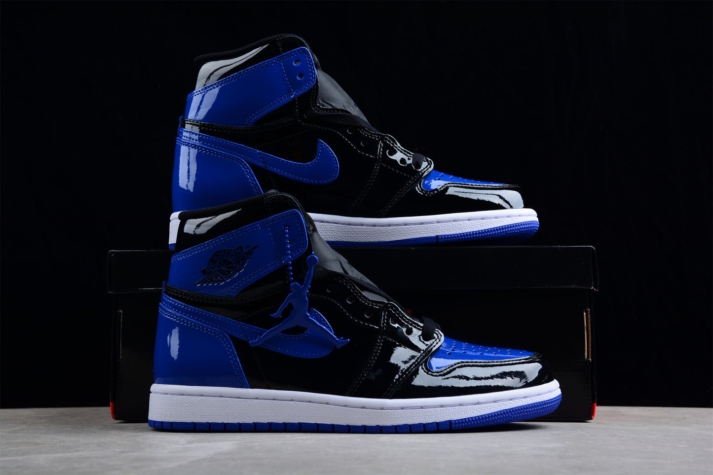 Air Jordan 1 Retro Patent Leather Black Blue Shoes braveps