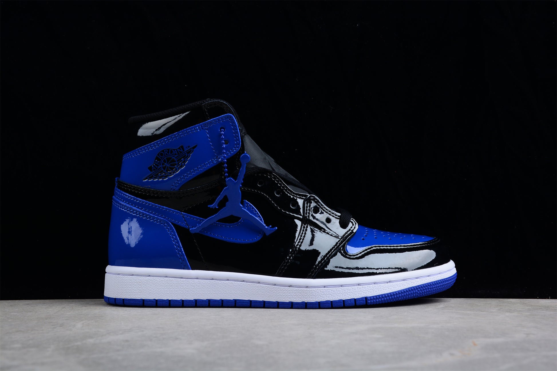 Air Jordan 1 Retro Patent Leather Black Blue Shoes braveps