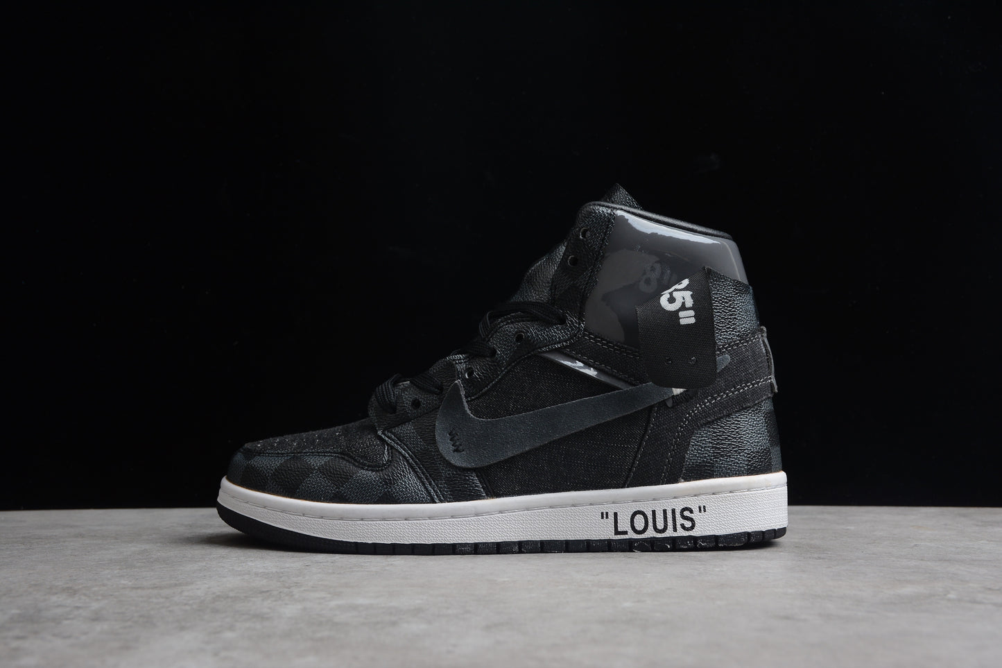 Air Jordan 1 x Off Whit x LV Black and Gray Shoes braveps