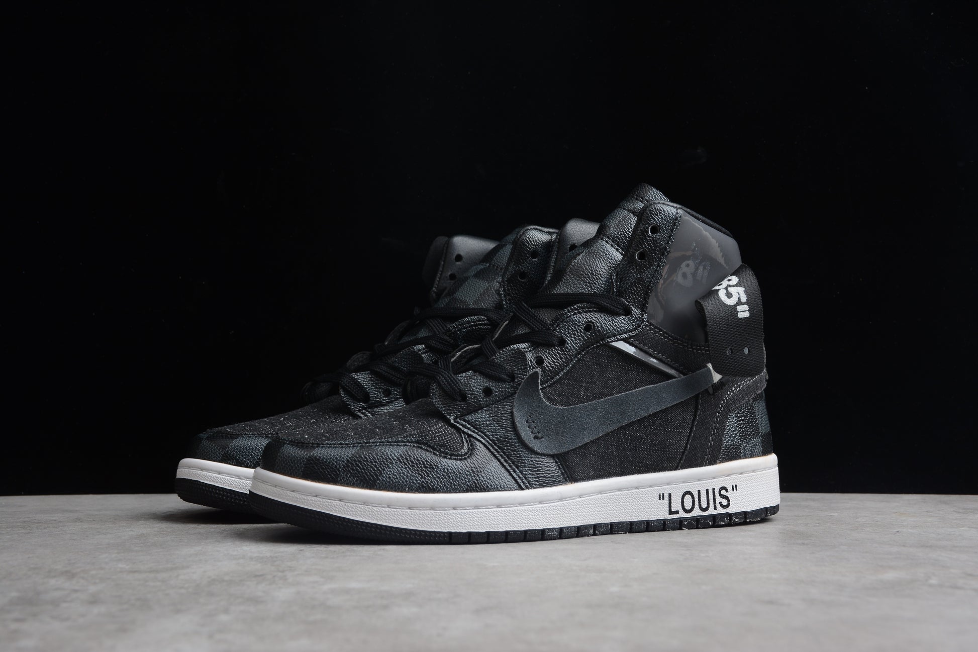 Air Jordan 1 x Off Whit x LV Black and Gray Shoes braveps