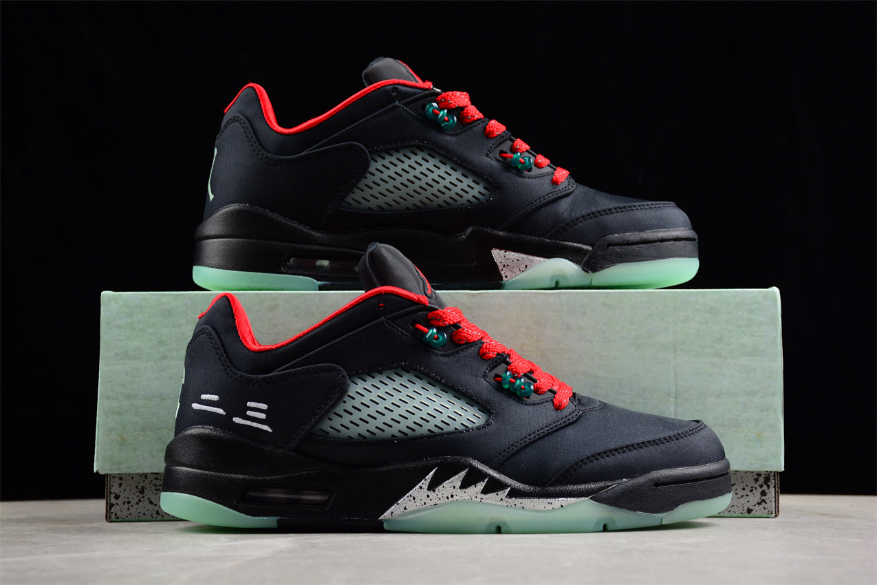 Air Jordan 5 Low Black Red Silk Shoes braveps