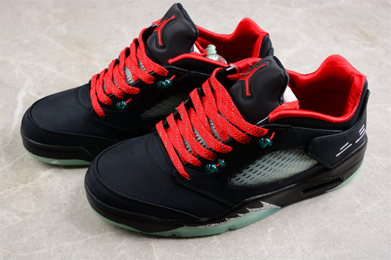 Air Jordan 5 Low Black Red Silk Shoes braveps