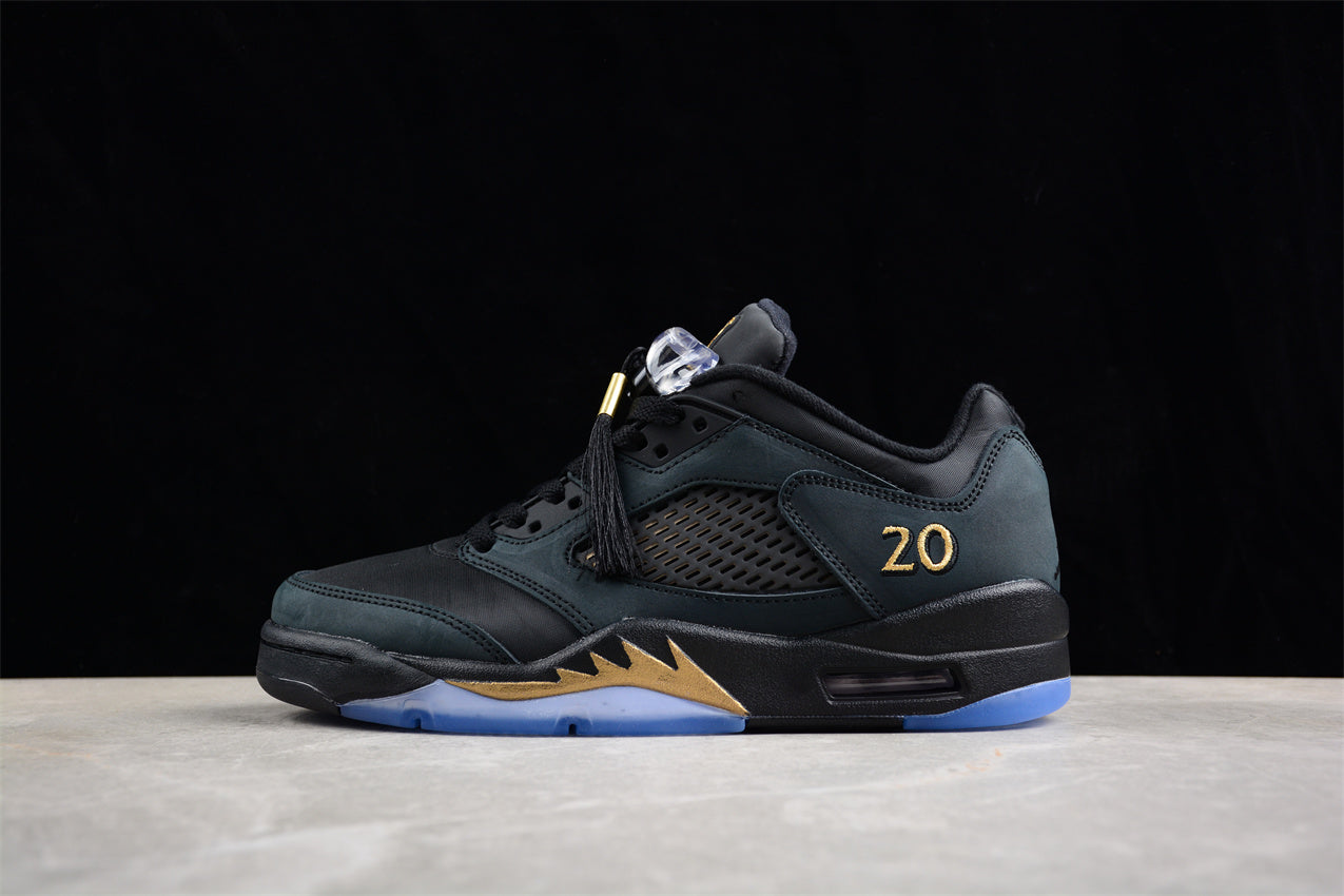 Air Jordan 5 Low Black and Gold Shoes braveps