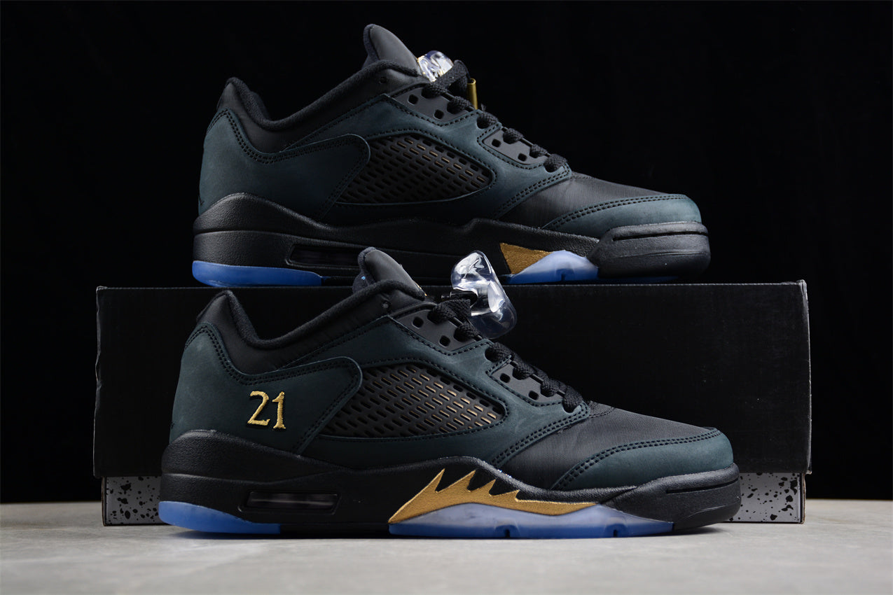 Air Jordan 5 Low Black and Gold Shoes braveps