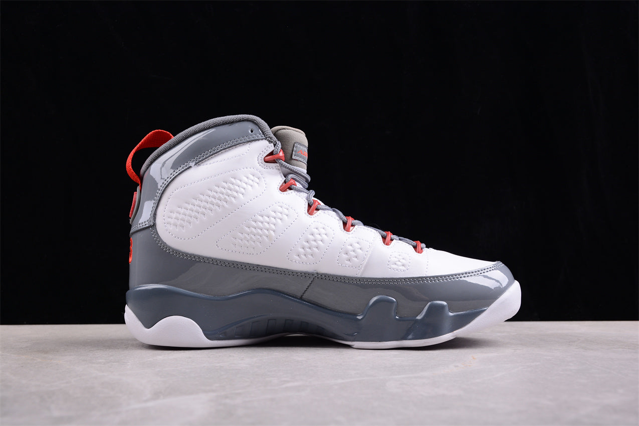 Air Jordan 9 "Fire Red" White Gray Shoes braveps