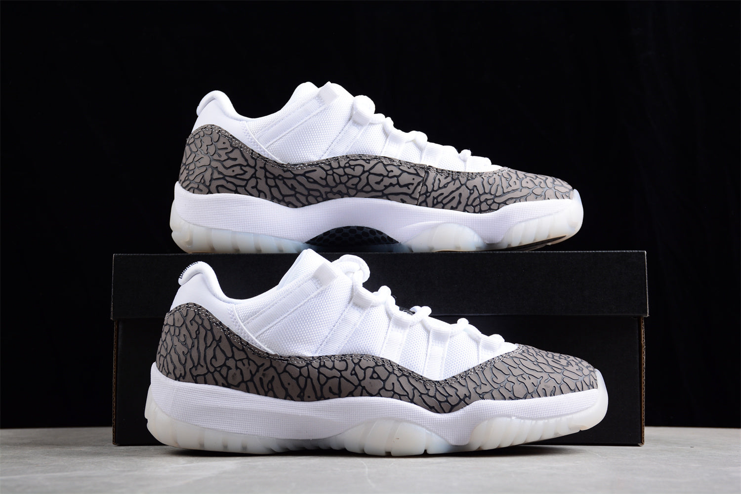 Air Jordan AJ11 Low "White Cement" Gray Snake Shoes braveps