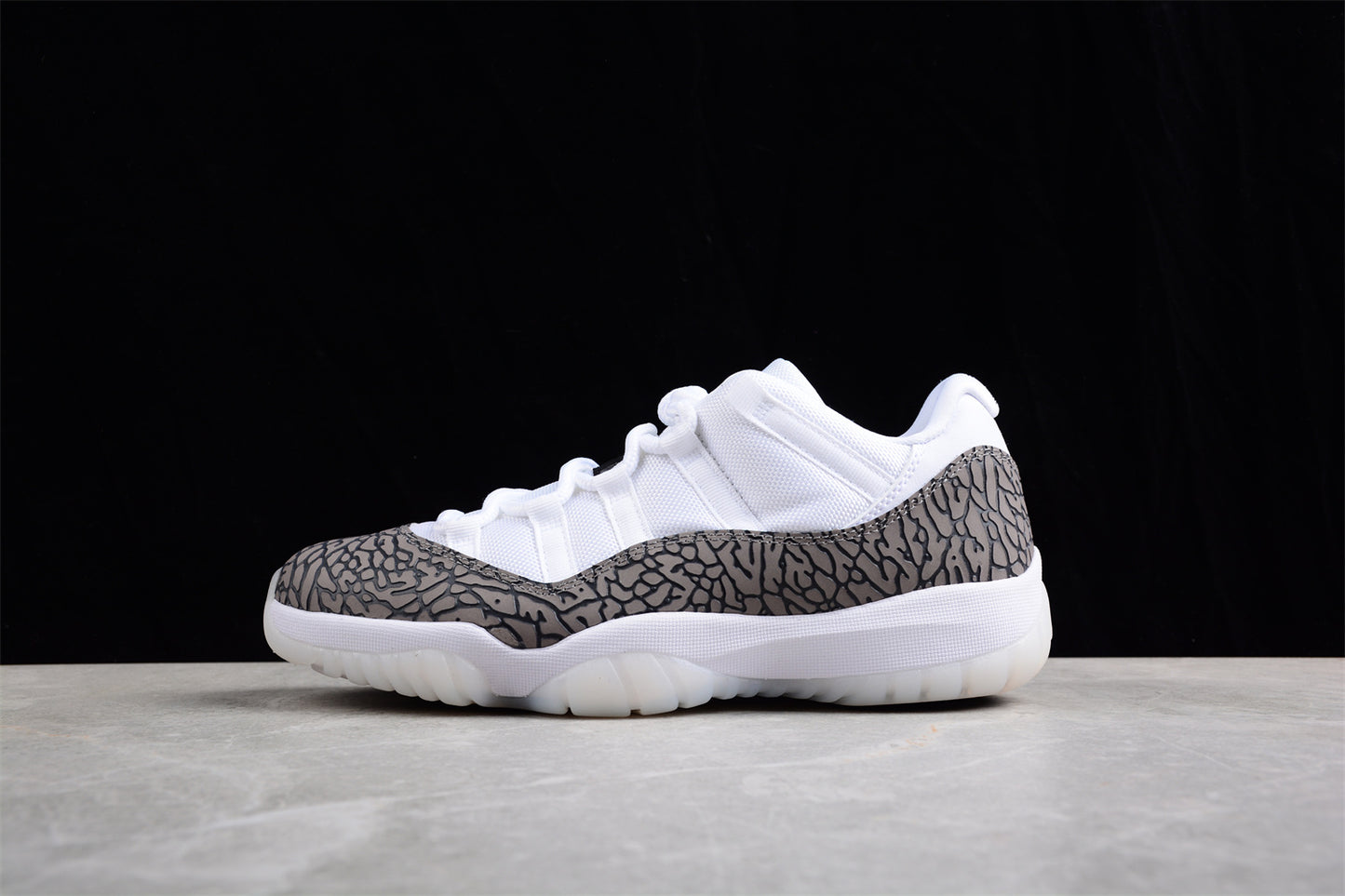 Air Jordan AJ11 Low "White Cement" Gray Snake Shoes braveps