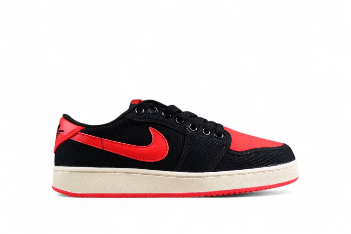 AJKO 1 Low Shadow AJ1 Joe 1 Black and Red Canvas Shoes braveps